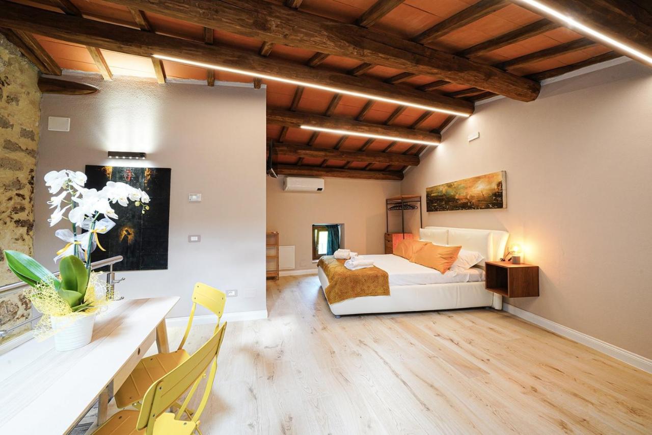 Monolocale de La Fuga con travi in legno a vista, nel borgo di Santa Fiora